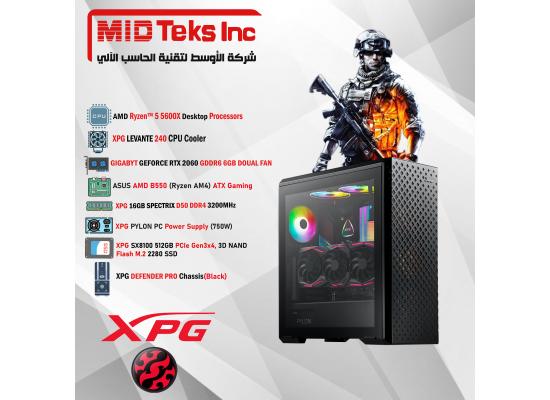 Gaming Desktop (MID-40),AMD Ryzen™ 5 5600X,DDR4 /16GB ,SSD 512GB ,RTX 2060 ,TUF MB B550,XPG PYLON 750W ,XPG DEFENDER PRO